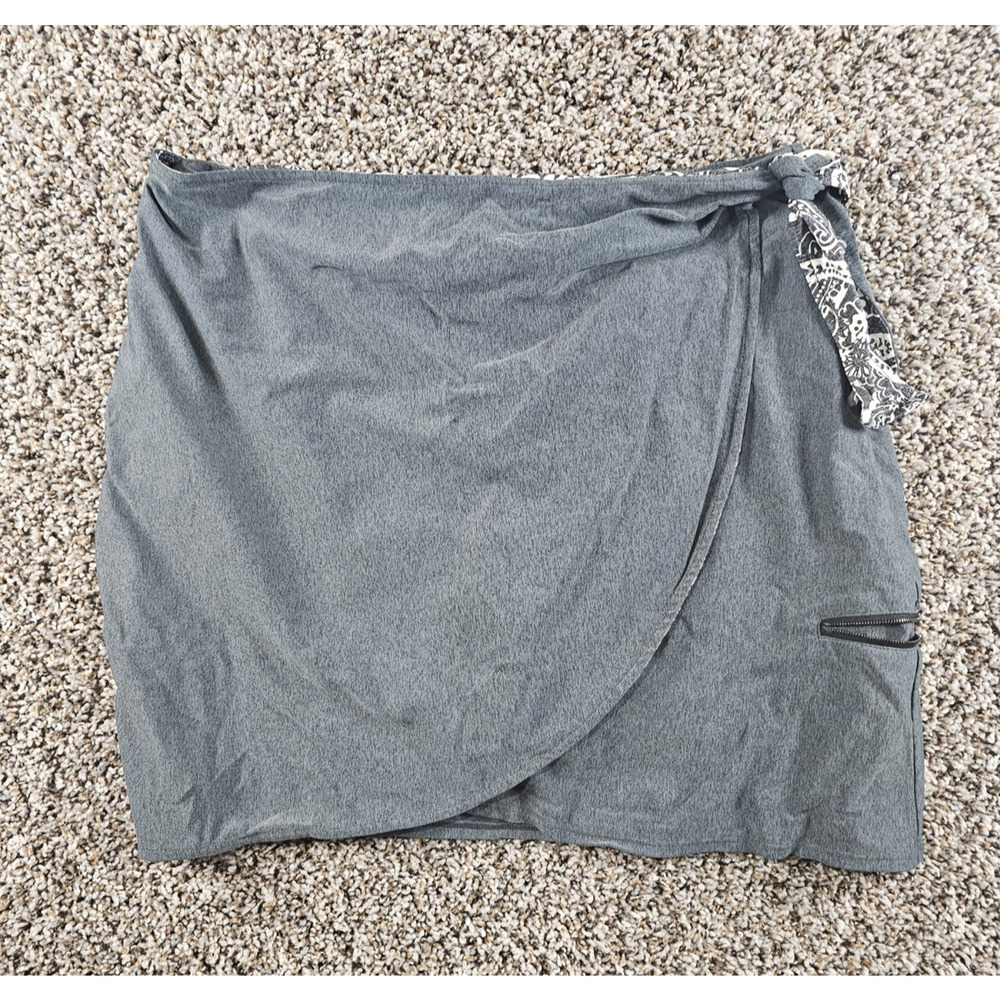 SwingDish Womens Sz L Athletic Golf Skirt Skort Gray Faux Wrap Performance